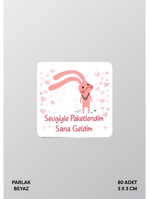 Woisco Teşekkür Etiket Sticker Paketlemeye Özel 3X3CM Parlak Beyaz Etiket T.no:13