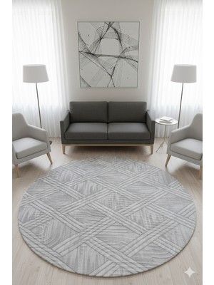 Swan Home Kaymaz Tabanlı Yuvarlak Koridor Mutfak Halısı SHJ3008 Gri