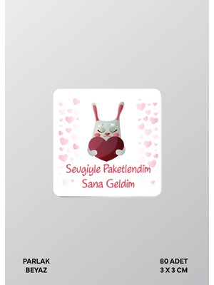 Woisco Teşekkür Etiket Sticker Paketlemeye Özel 3X3CM Parlak Beyaz Etiket T.no:12