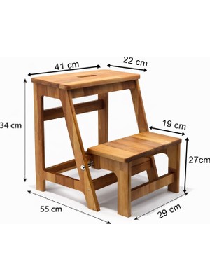Dingoda Açılır Basamaklı Ahşap Tabure