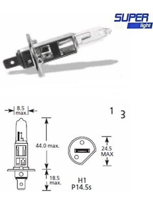 Fantastik Store Super Light H1 Halojen Far Ampülü 12 Volt 60-55 Watt
