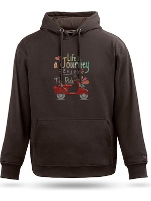 Tarrzzcom Unisex Scooter Life Tasarım Kapşonlu Sweathirt %100 Pamuk 3 Iplik Kanguru Cepli Hoodie