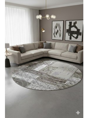 Swan Home Kaymaz Tabanlı Yuvarlak Koridor Mutfak Halısı SHJ3019 Kahve