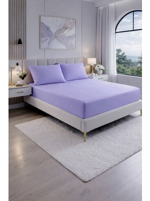 Homenup 90X190 Tek Kişilik Lastikli Çarşaf (Nevresim Kumaşı) Pamuk-Polyester Lila