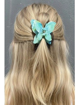 Caş Dekorasyon Turkuaz Renk Kelebek Mandal Toka