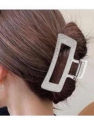 Caş Dekorasyon Gümüş Renk Taşlı Metal Mandal Toka