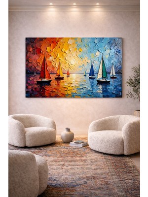 Artease Günbatımında Yelkenliler Kanvas Tablo