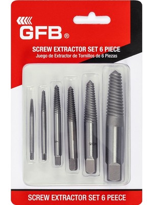 Gfb 3951 Hafif Hizmet Ters Kılavuz Seti 6 Parça Kırılmış Vida Civata Sökme Aparatı 3-25 mm