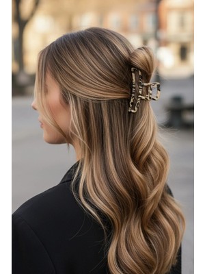 Caş Dekorasyon Kahverengi Leopar Desenli Mandal Toka (Orta Boy)