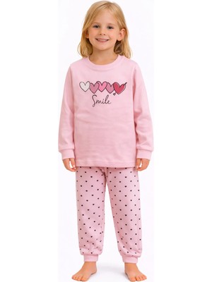 Elbebek Smile Kalp Temalı Pembe Kız Çocuk Ikili Takım