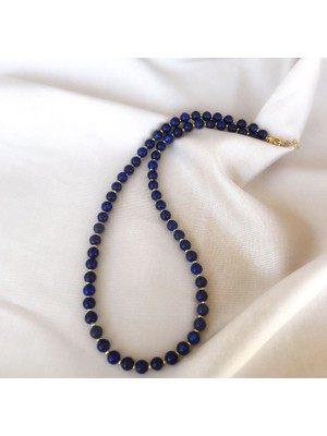 Taşmir Lapis Lazuli Doğal Taş Kolye Altın Kaplama Aparatlar