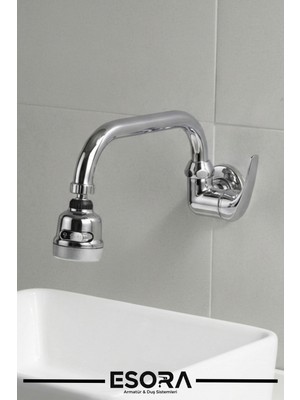 Esora Duvardan Tek Su Girişli 3 Fonksiyonlu Oynar Başlıklı Lavabo Musluğu