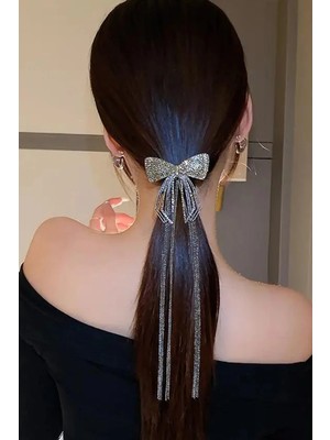 Caş Dekorasyon Siyah Renk Kurdele Taşlı Otomat Toka