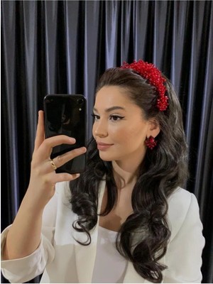 Byen Giyim Bordo Renkli Dünya Rengi Boncuklu Gelin Kına Düğün Tacı