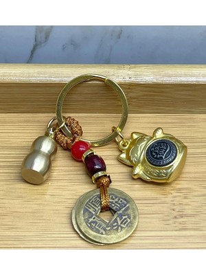 Indispensablely Metal Şans ve Bereket Kedisi Anahtarlık ALK4456