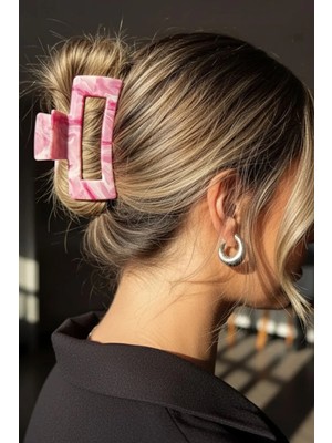 Caş Dekorasyon Pembe Renk Mermer Desen Mandal Toka