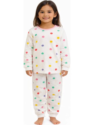 Mini Stella Kids Renkli Puantiyeli Kız Çocuk Pijama Takımı