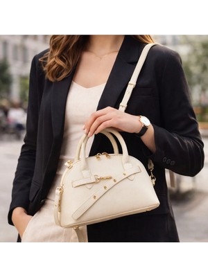 VogueaStyle Krem Mini El & Omuz Çantası