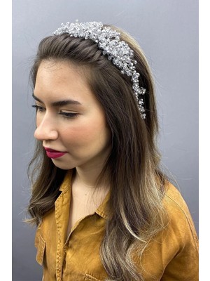 Byen Giyim Gönlümün Efendisiüğün Tacı Gri Asya Kristalli Gelin Saç Aksesuarı – Taç – Taç