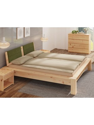 Masifart Ladin Ahşap Karyola Klasik Ladin Yatak Başlığı Çift Kişilik