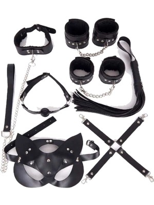 Byen Giyim Kölelik Renkli Dünya Restraint Seti Yetişkin Yatak Oyuncağı Çiftler Için 7 Parça Istekli Siyah Renk