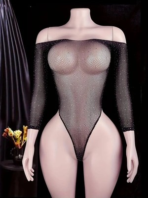 Byen Giyim Kadın Renkli Dünya Siyah Taşlı Lüks Siyah Bodysuit Bluz