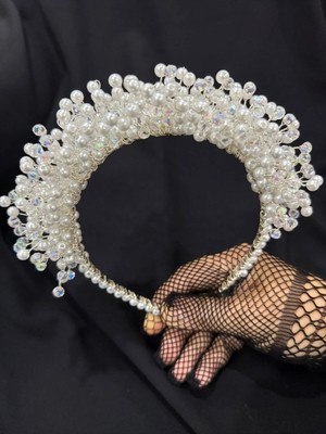 Byen Giyim Işık Kırıntısı Gelin Tacı – Inci ve Işıltılı Taş Tasarım