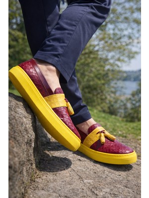 Bluesoil Erkek Krokodil Desenli Suni Deri Püsküllü Loafer Sneaker – Günlük Şık Tasarım Ayakkabı