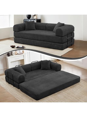 Puffiber Fitilli Kadife Kumaş Dönüştürülebilir Kanepe Yatak,konforlu Yer Yatağı 90X200 cm