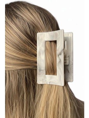 Caş Dekorasyon Gri Renk Mermer Desenli Kemik Mandal Toka