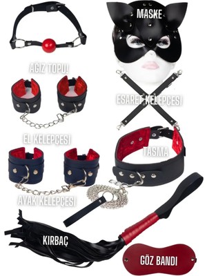 Byen Giyim Sadelikten Yanaantezi Aksesuar Siyah Kırmızı 8 Li Fantazi Set