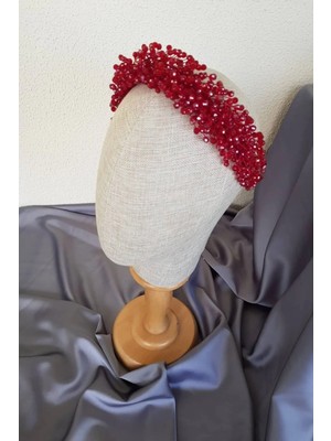 Byen Giyim Düslerinle Bütünleşmızı Yoğun Kristalli El Yapımı Saç ve Türban Aksesuarı