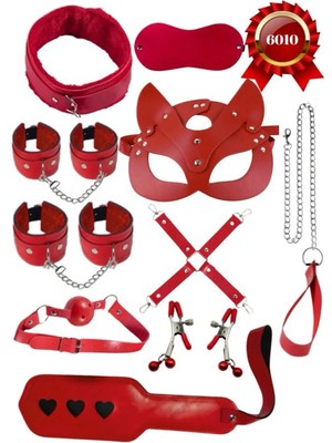 Byen Giyim Kırmızı Deri Detaylı Fantezi Iç Giyim Takımı