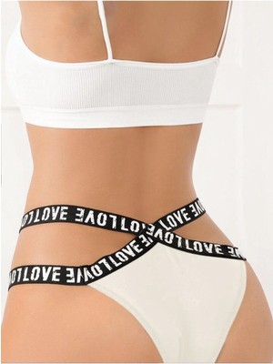 Buz Beyazı Love Baskılı Hayal Dünyası Tanga Boxer Harika Ötesi