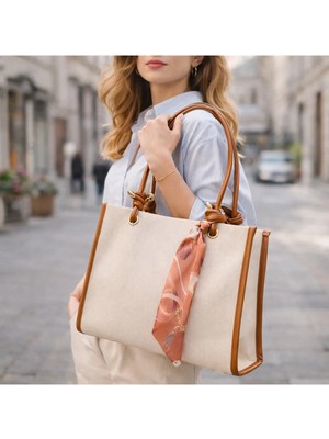 VogueaStyle Fular Detaylı Büyük Boy Omuz Çantası