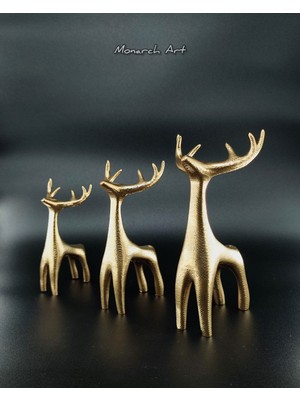 Monarch Art 3'lü Minimalist Geyik Biblo Seti - Altın Sarısı Modern Ev Dekoru Ofis Hediyesi Dekoratif Obje