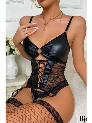 Nurteks Kadın Fantazi Gece Giyim Gecelik Fantezi Jartiyer Çoraplı