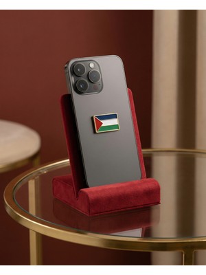 Zaytoon Filistin Bayrak Telefon Arkası Süsü Altın Detaylı Sticker Etiket 1,5 x 2 cm