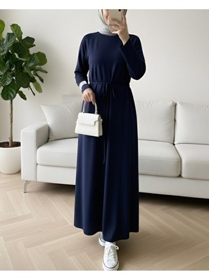 Modamorfo Yuvarlak Yaka Beli Bağlamalı Oysho Elbise -Laci