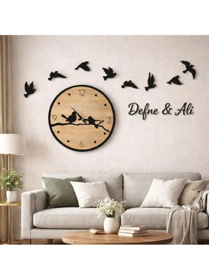Salon Duvar Saati 40 cm Kuşlar 8 Adettir Şık Kişiye Özel No 10018