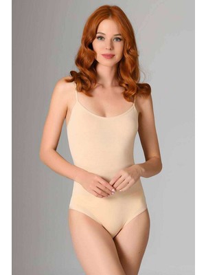 MELENERS Ip Askılı Kadın Çıtçıtlı Body Ten Rengi