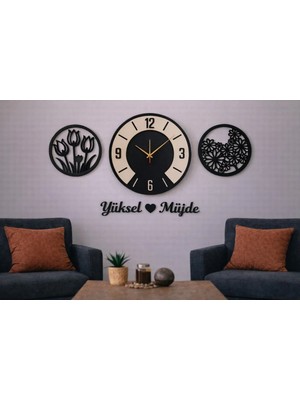 Duvar Saati Salona Şıklık Katacak Modern Kişiye Özel NO1007