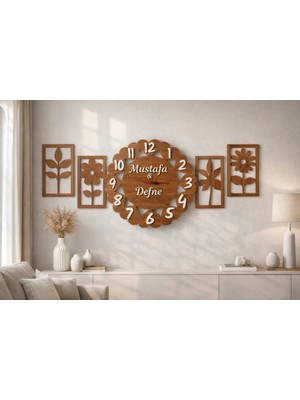 Salon Duvar Saati 40 cm Çok Şık Kalp Temalı Kişiye Özel No 10011