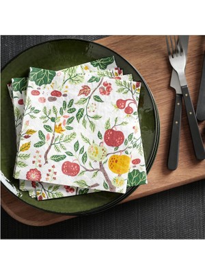 Rehau Desenli Peçete ,  33X33 Cm, 30 Adet Üç Katlı 30 Adet  Çiçek Desenli Peçete Sunum Davet