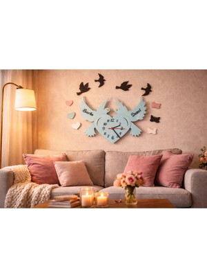 Salon Oturma Odası Için Şık Kuş Saati Kişiye Özel NO10037