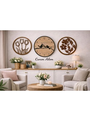 Duvar Saati 40 cm Çiçekler 30 cm Kişiye Özel Şık ve Tasarım NO1048