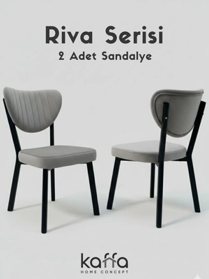 Kaffahome Riva , Modern Mutfak Sandalyesi, Yemek Odası Sandalyesi, Bahçe, Kafe - 2 Adet Gri Sandalye