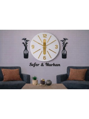 Duvar Saati 40 cm Çiçekler 30 cm Kişiye Özel No 1025