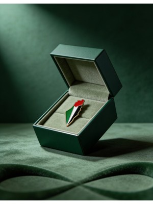 Zaytoon Filistin Haritası Bayrak Renkli Telefon Arkası Süsü Altın Detaylı Sticker 2,5 x 1,5 cm