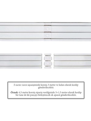 3 Raylı Korniş Perde Rayı Kaliteli Sağlam Ambalaj (280 Cm)